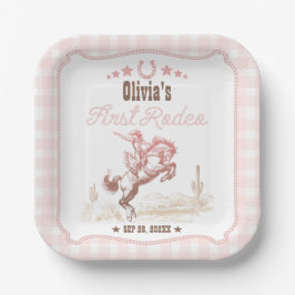 First Rodeo 1st Birthday Pink Western Papieren Bordje