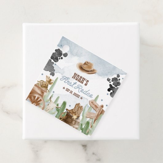 First Rodeo 1st Birthday Rustic Wild West Bedankjes Labels (In situ)
