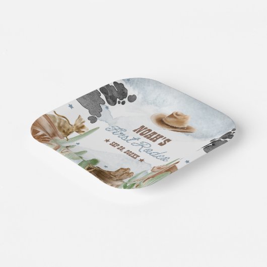 First Rodeo 1st Birthday Rustic Wild West Papieren Bordje (Gebogen)