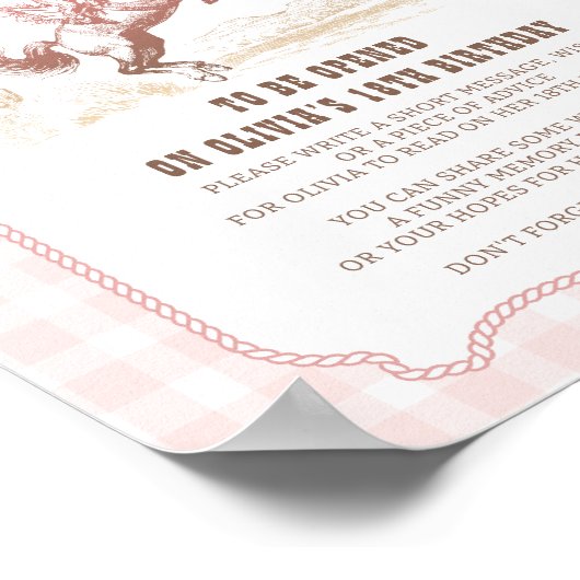 First Rodeo 1st Birthday Western Time Capsule Sign Poster (Hoek)