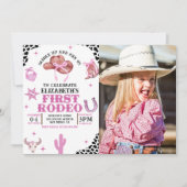 First Rodeo Birthday for Girls – Pink Western Kaart (Voorkant)