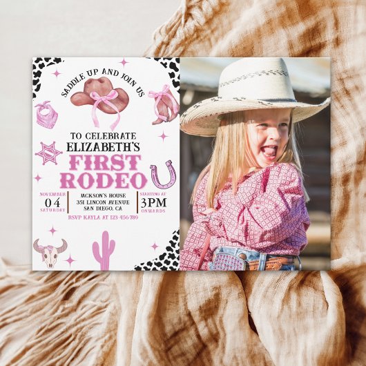 First Rodeo Birthday for Girls – Pink Western Kaart