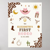 First Rodeo Birthday Girl, Fun Cowgirl Birthday Poster (Voorkant)