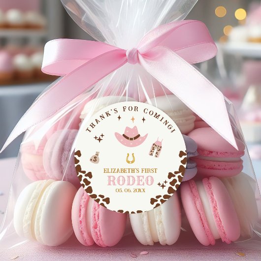 First Rodeo Birthday Girl, Fun Cowgirl Birthday Ronde Sticker