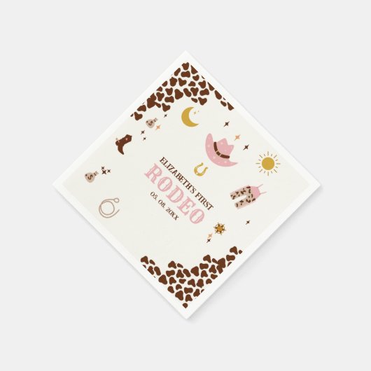 First Rodeo Birthday Girl, Fun Cowgirl Birthday  Servet (Hoek)