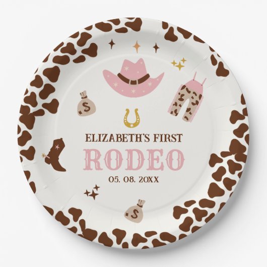 First Rodeo Birthday Girl, Fun Cowgirl Papieren Bordje (Voorkant)