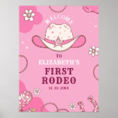 First Rodeo Birthday Girl Pink and white Poster (Voorkant)