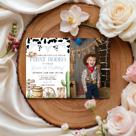 First Rodeo Birthday Invitation with Photo Kaart