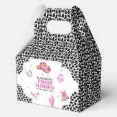 First Rodeo Birthday – Pink & Black Cowgirl Theme Bedankdoosjes (Achterkant)