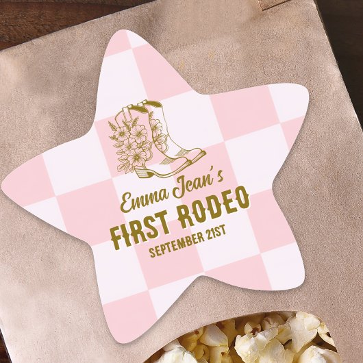 First Rodeo Brown Cowgirl Boots 1st Birthday Ster Sticker