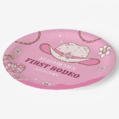 First Rodeo Celebration Girl Pink and White Papieren Bordje (Gekanteld)