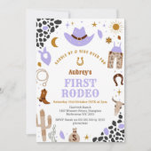 First Rodeo Cowbow Western 1st Birthday Invitation Kaart (Voorkant)