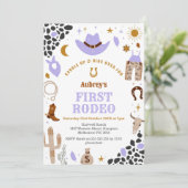 First Rodeo Cowbow Western 1st Birthday Invitation Kaart (Staand voorkant)