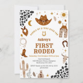 First Rodeo Cowbow Western 1st Birthday Invitation Kaart (Voorkant)