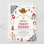 First Rodeo Cowbow Western 1st Birthday Invitation Kaart (Voorkant)