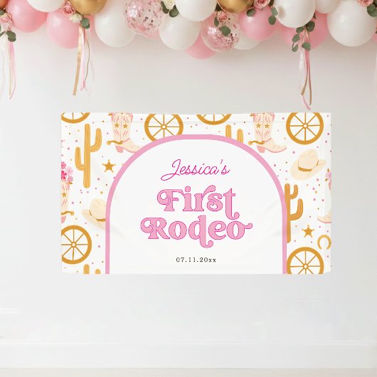 First Rodeo Cowgirl Pink 1st Birthday Party Spandoek