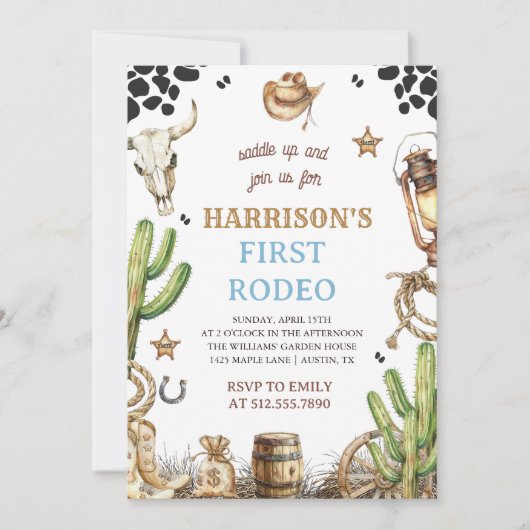 First Rodeo Invitation, My 1st Rodeo Invitation Kaart (Voorkant)