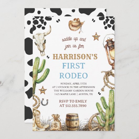 First Rodeo Invitation, My 1st Rodeo Invitation Kaart (Voorkant / Achterkant)