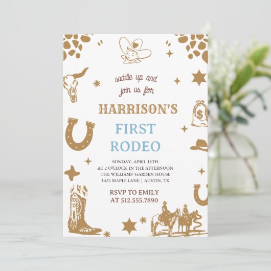 First Rodeo Invitation, My 1st Rodeo Invitation Kaart (Staand voorkant)
