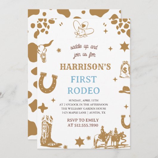 First Rodeo Invitation, My 1st Rodeo Invitation Kaart (Voorkant / Achterkant)