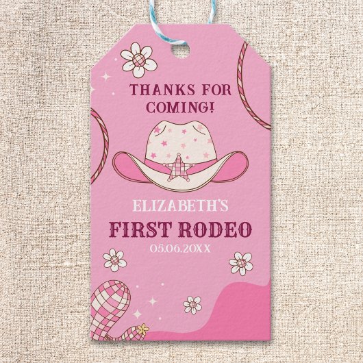 First Rodeo Party Girl in Pink and White Cadeaulabel