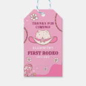 First Rodeo Party Girl in Pink and White Cadeaulabel (Voorkant)