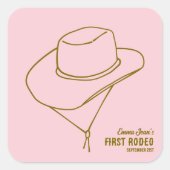 First Rodeo Pink Cowgirl Hat 1st Birthday Sticker (Voorkant)