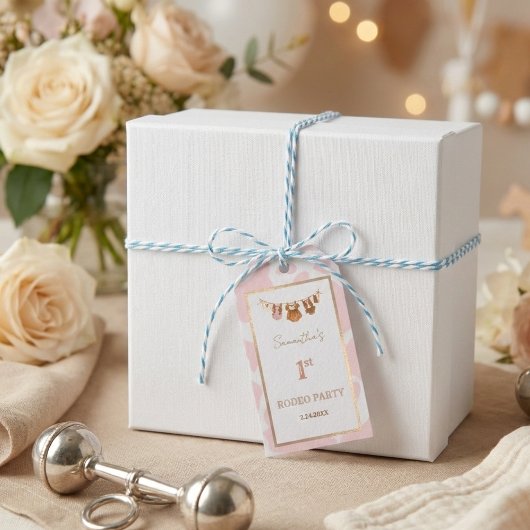 First Rodeo Pink Cowgirl Western Birthday Cadeaulabel