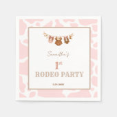 First Rodeo Pink Cowgirl Western Birthday Servet (Voorkant)