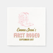 First Rodeo Pink Floral Cowboy Boots 1st Birthday Servet (Voorkant)