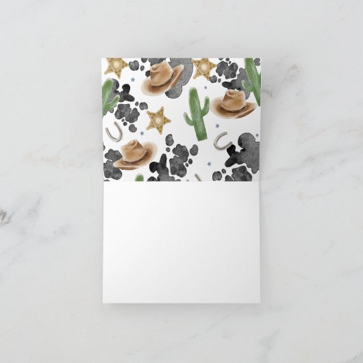 First Rodeo Rustic Wild West Thank You Bedankkaart (Binnen)