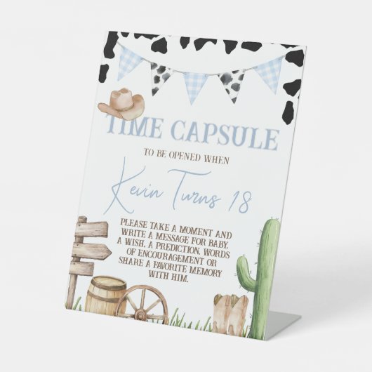 First Rodeo Time Capsule Sign Reclamebord Met Voetstuk (Voorkant)