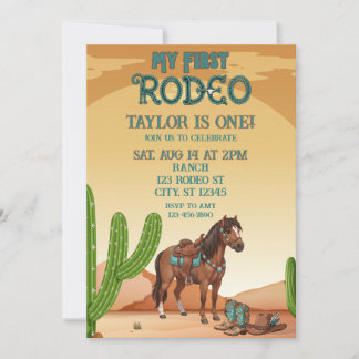 First Rodeo, Turquoise, Horse, 1st Birthday Kaart