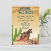 First Rodeo, Turquoise, Horse, 1st Birthday Kaart (Staand voorkant)