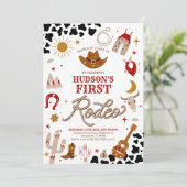 First Rodeo Western Birthday Invitation Kaart (Staand voorkant)