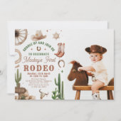 First Rodeo Western Cowboy 1st Birthday Invitation Kaart (Voorkant)