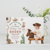 First Rodeo Western Cowboy 1st Birthday Invitation Kaart (Staand voorkant)