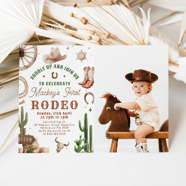 First Rodeo Western Cowboy 1st Birthday Invitation Kaart