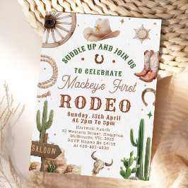 First Rodeo Western Cowboy 1st Birthday Invitation Kaart