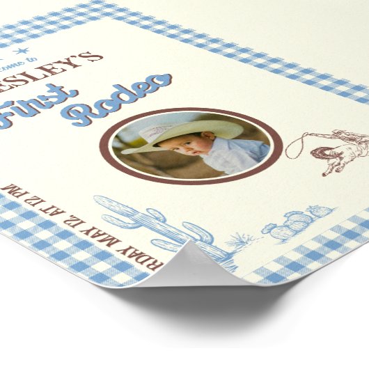 First Rodeo Wild West 1st Birthday Welcome Poster (Hoek)