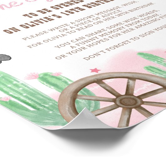 First Rodeo Wild West Boho Time Capsule Sign Poster (Hoek)