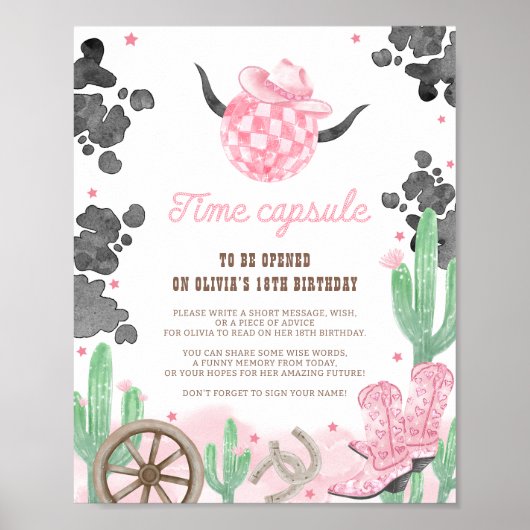 First Rodeo Wild West Boho Time Capsule Sign Poster (Voorkant)