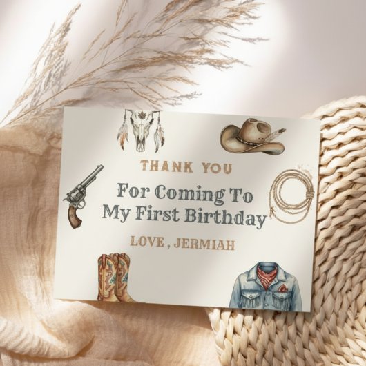 First Rodeo Wild West Cowboy Blue Birthday Bedankkaart