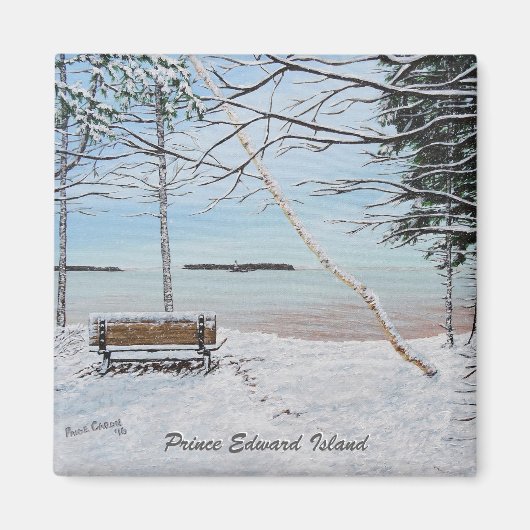 First Snowfall Square Magnet (Voorkant)