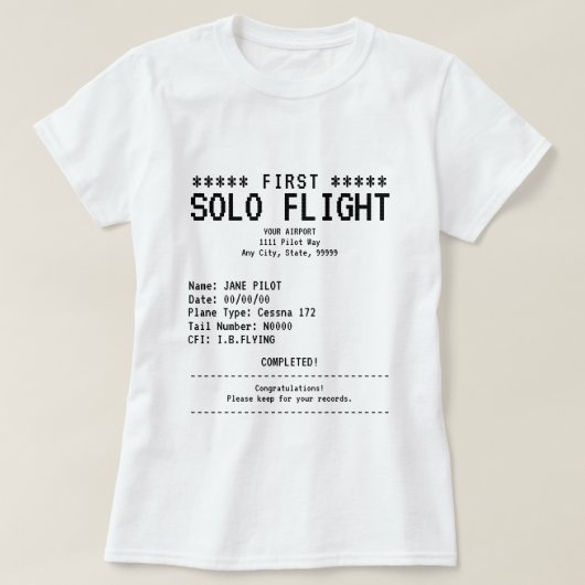 First Solo Flight T-shirt (Design voorkant)