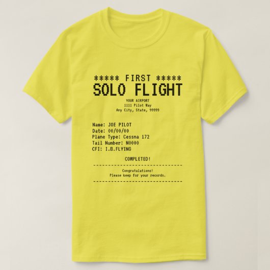 First Solo Flight T-Shirt (Design voorkant)