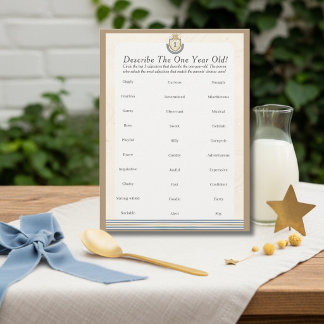 First Space Birthday Describe One year Old Game   Feestdagenkaart