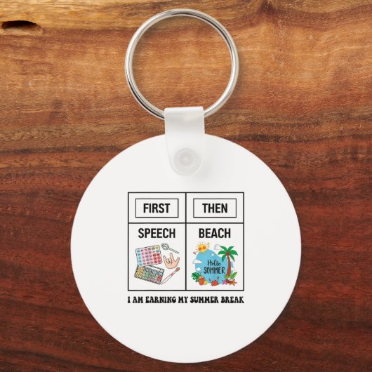 First Speech Then Beach Funny Speech Therapy Summe Sleutelhanger (Voorkant)