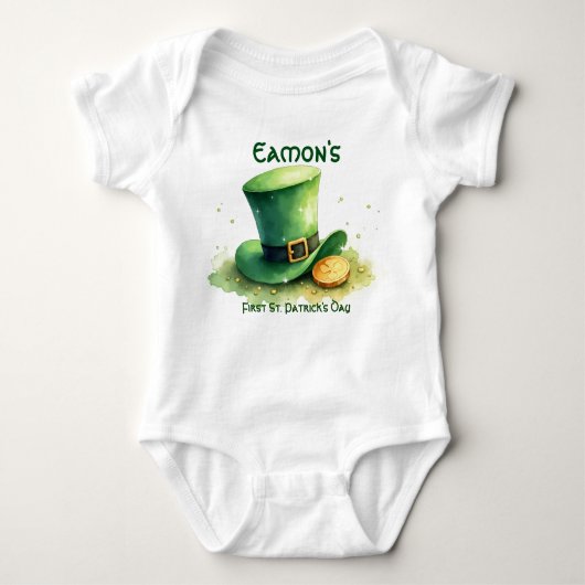 First St. Patrick’s Day for Tiny Treasure Hunters Romper (Voorkant)
