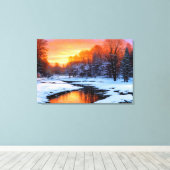 First Thaw, Landscape Sunset Colorful Canvas Print (Insitu (Houten vloer))